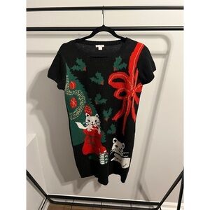 Xhilaration Cat Christmas Knit Sweater Dress Size XL